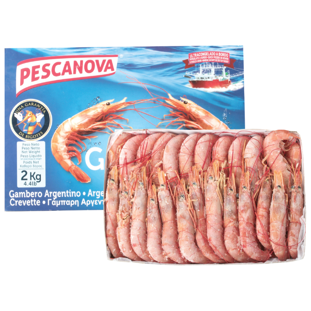 กุ้งหวานอาร์เจนต์น่า L2 - RED ARGENTINE WILD SHRIMIP HEAD ON (L2)